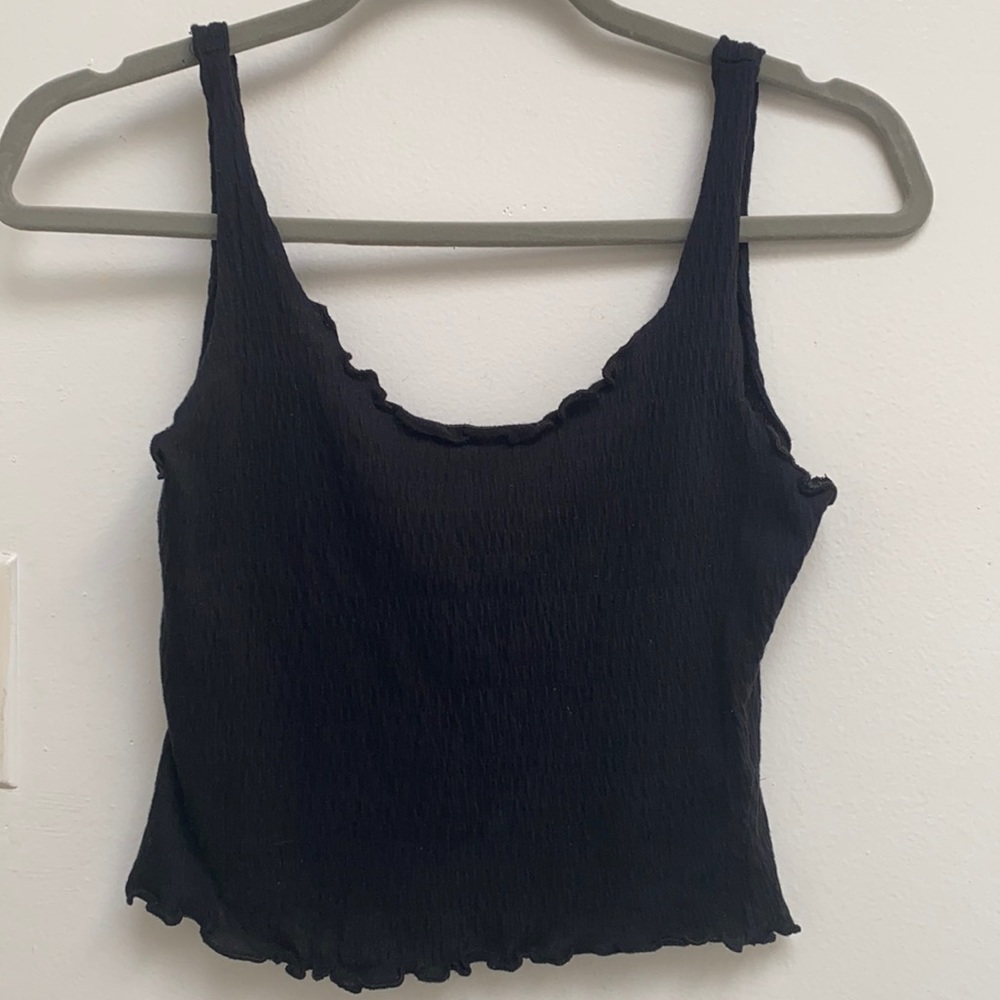 Urban Outfitters BDG Black Lettuce Trim Cropped Tank Top Size S